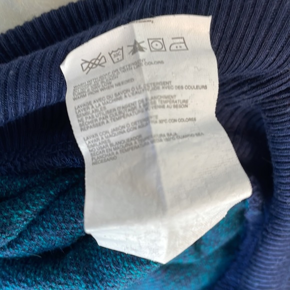 ROXY Green/Blue Knit Distressed Pullover Hoodie  Jacket w/ Pocket Size Medium - Picture 10 of 10